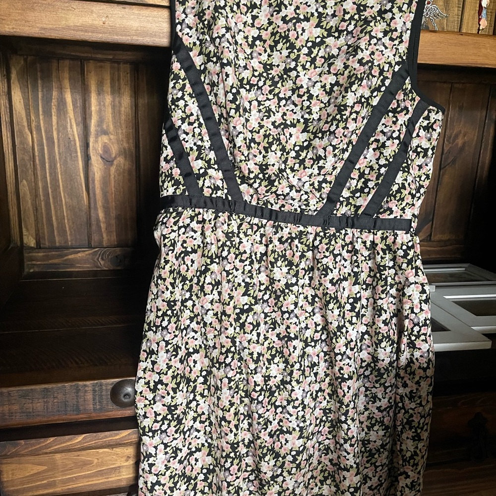 Three Hearts Floral Dress with Black Accents